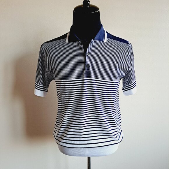 NEW Impulso Italian 100% Cotton Striped Blue Polo Shirt Size S - Picture 8 of 14